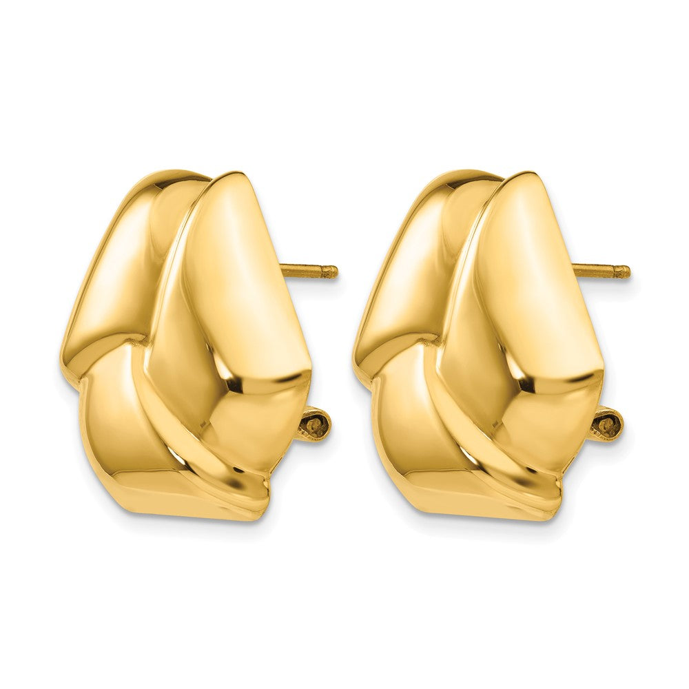14k Polished Knot Omega Back Post Earrings