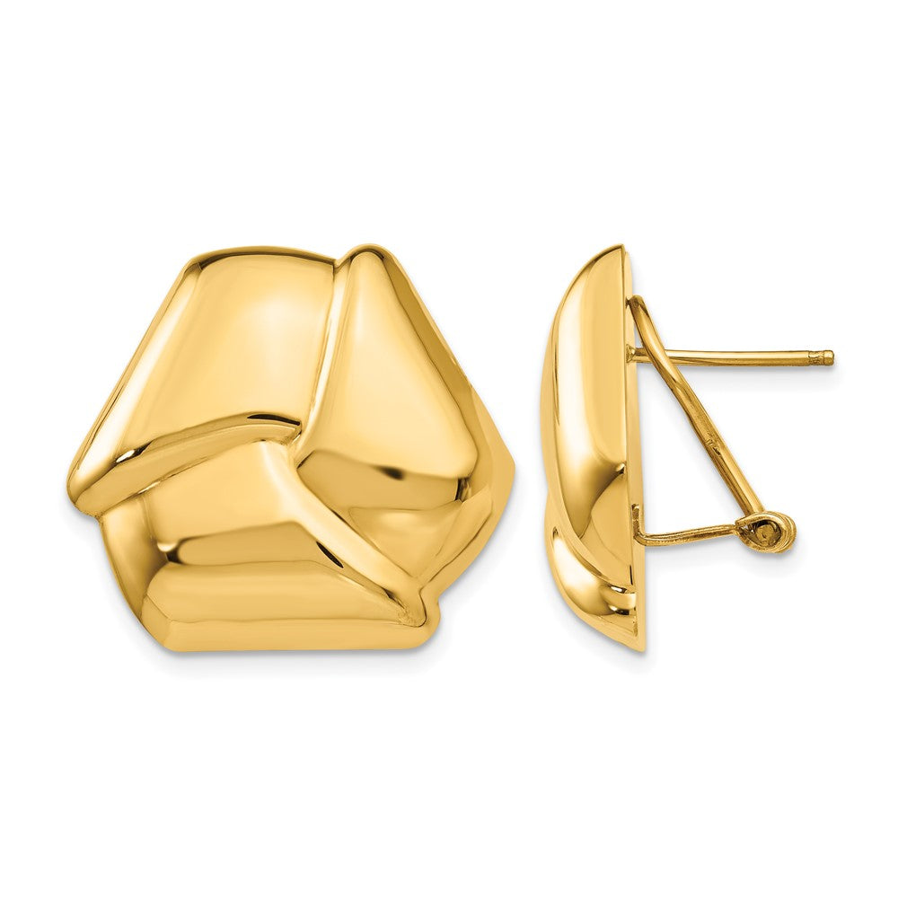 14k Polished Knot Omega Back Post Earrings