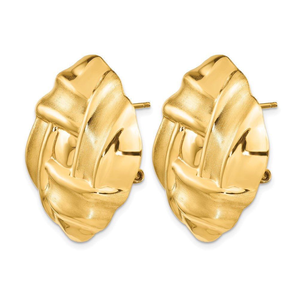 14k Polished & Satin Omega Back Post Earrings