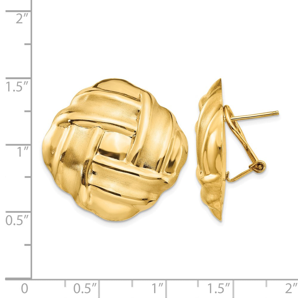 14k Polished & Satin Omega Back Post Earrings
