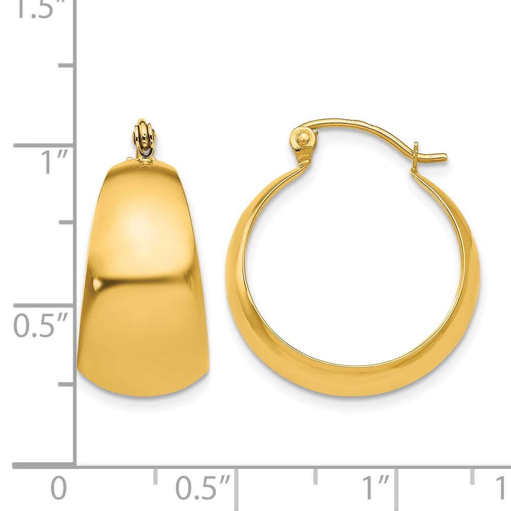 14k Polished 10.5mm Tapered Hoop Earrings