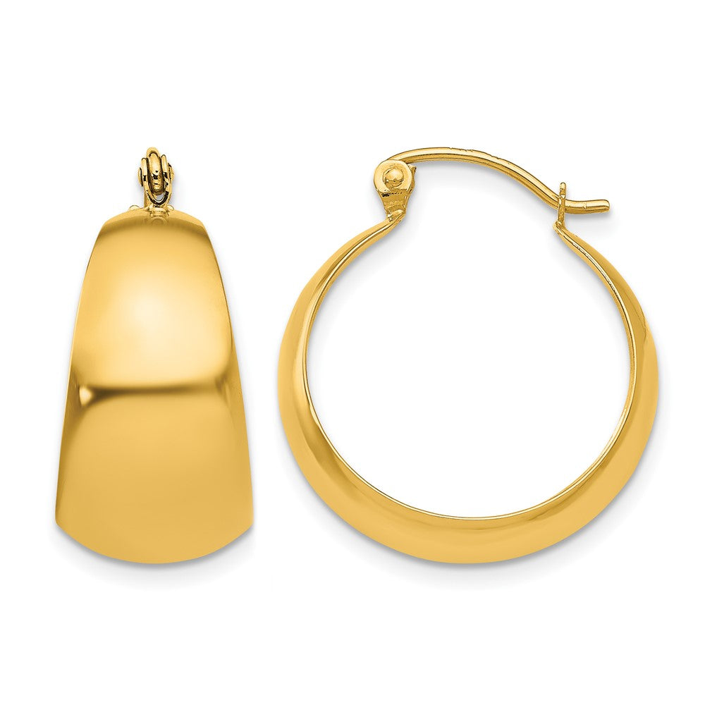 14k Polished 10.5mm Tapered Hoop Earrings