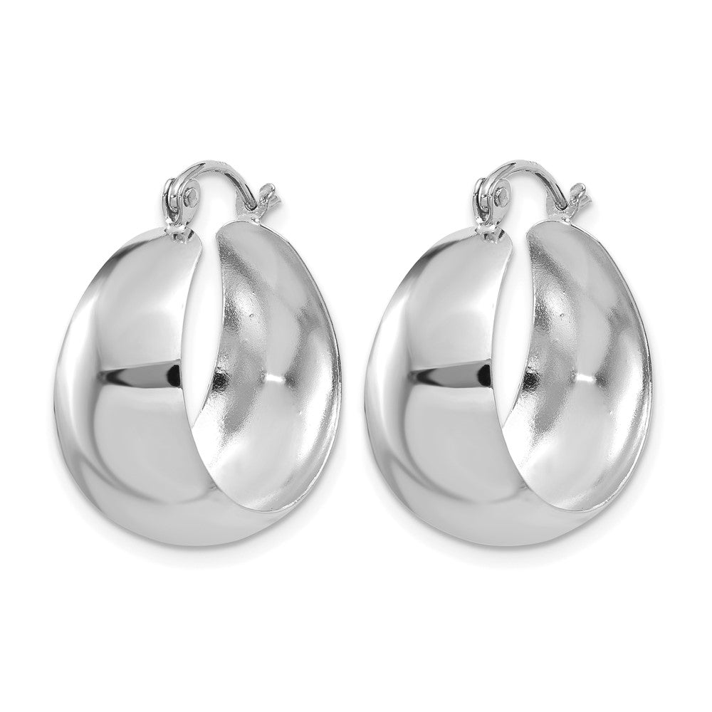 14k White Gold Polished 10.5mm Tapered Hoop Earrings