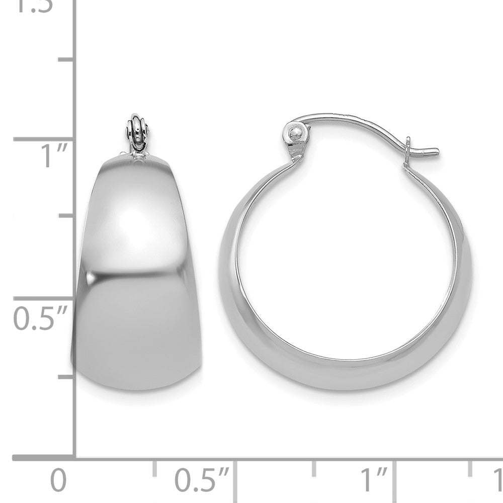 14k White Gold Polished 10.5mm Tapered Hoop Earrings