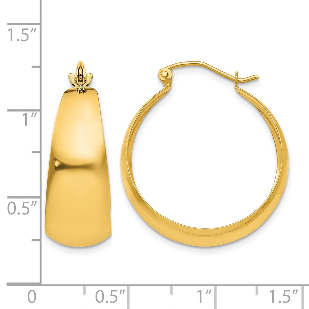 14k Polished 10.5mm Tapered Hoop Earrings
