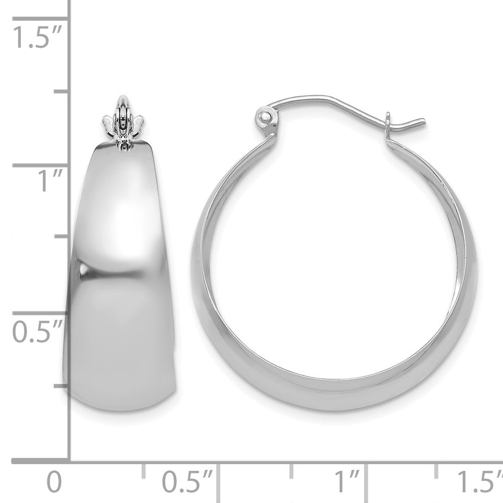 14k White Gold Polished 10.5mm Tapered Hoop Earrings