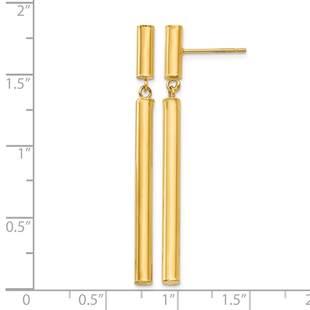 14k Fancy Dangle Round Tube Earrings