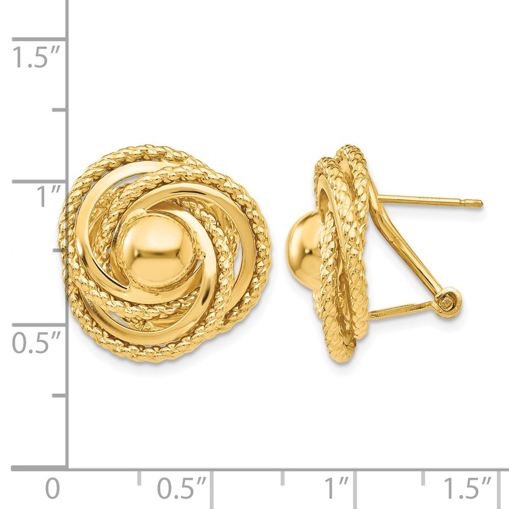 14k Polished & Twisted Fancy Omega Back Post Earrings