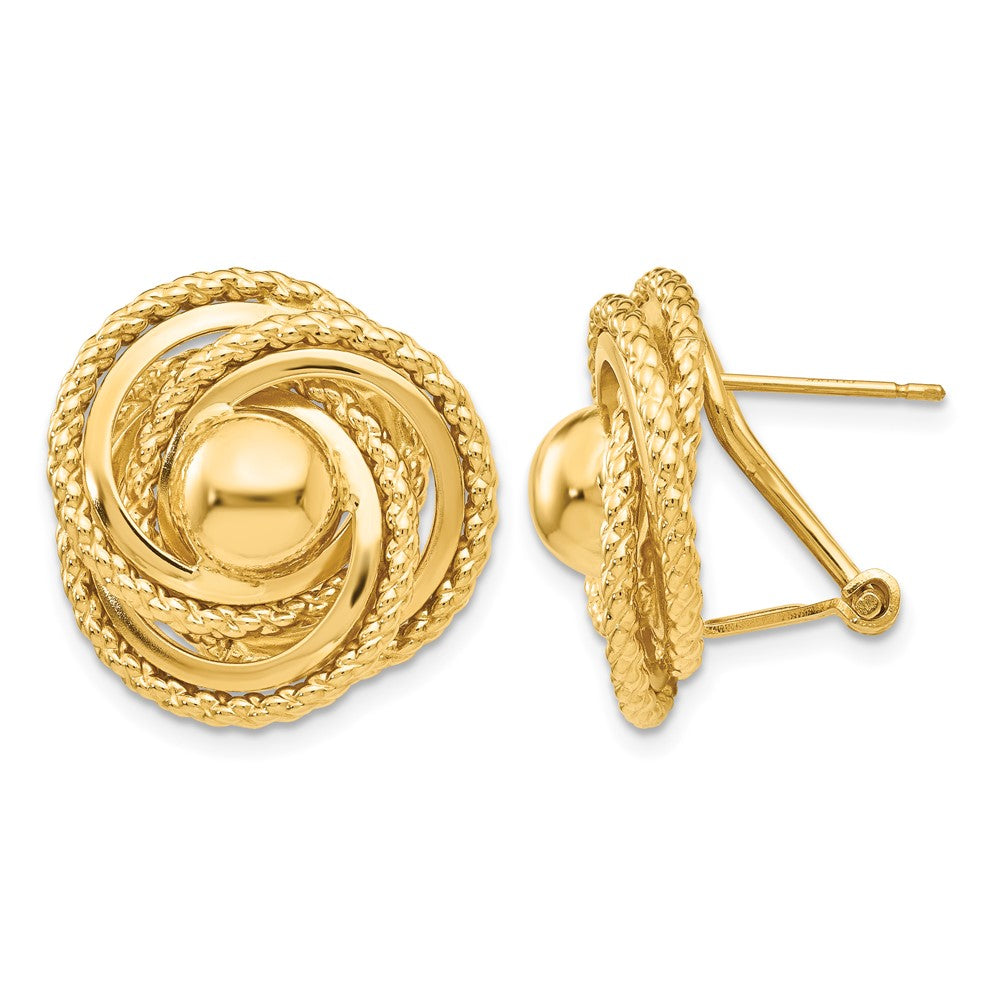 14k Polished & Twisted Fancy Omega Back Post Earrings
