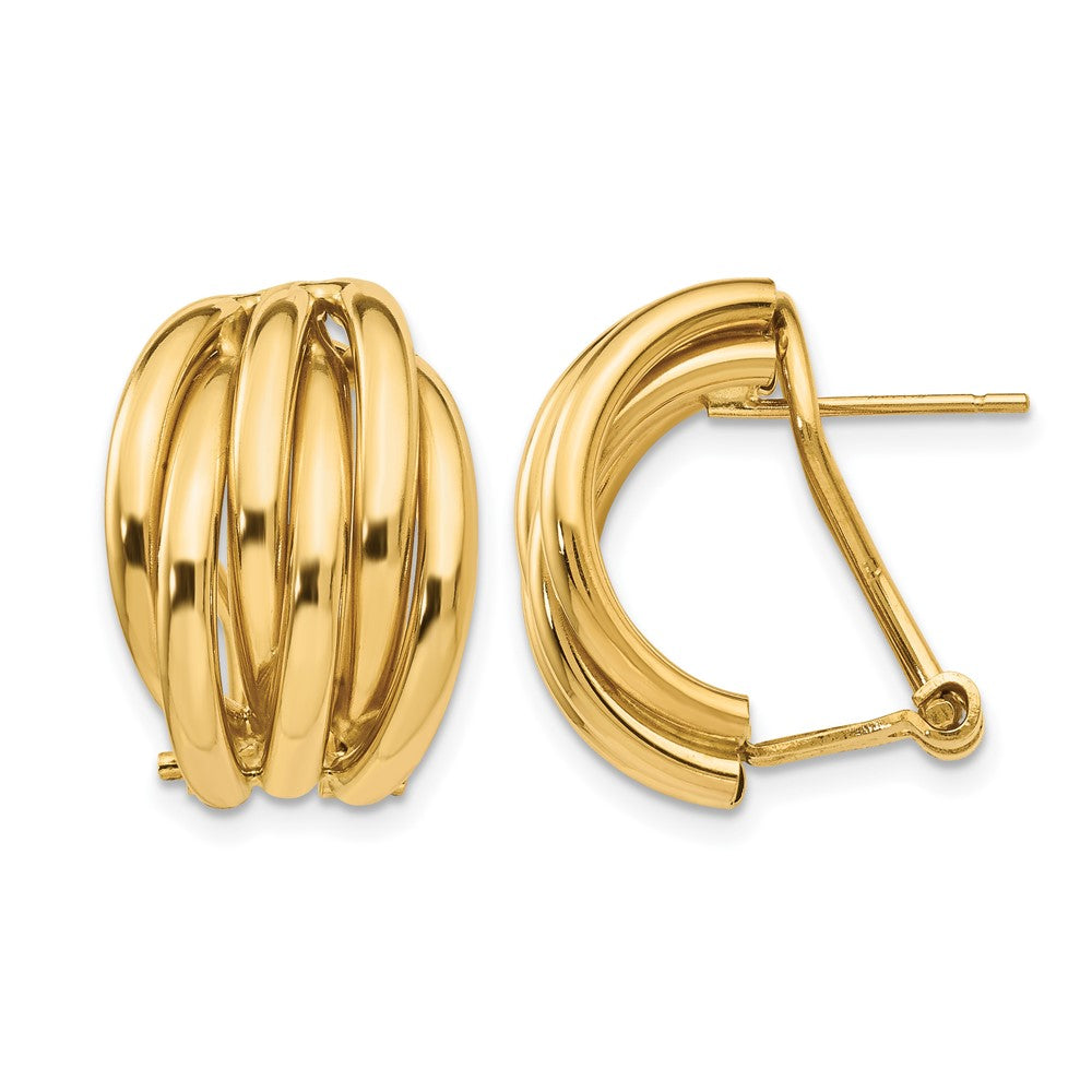 14k Polished Fancy Omega Back Post Earrings