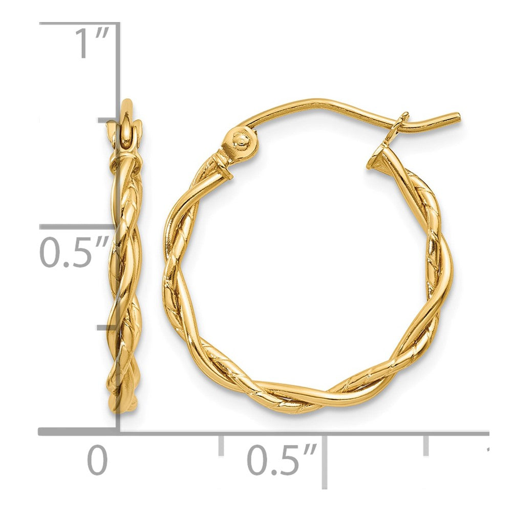 14k Polished 2.25mm Twisted Hoop Earrings