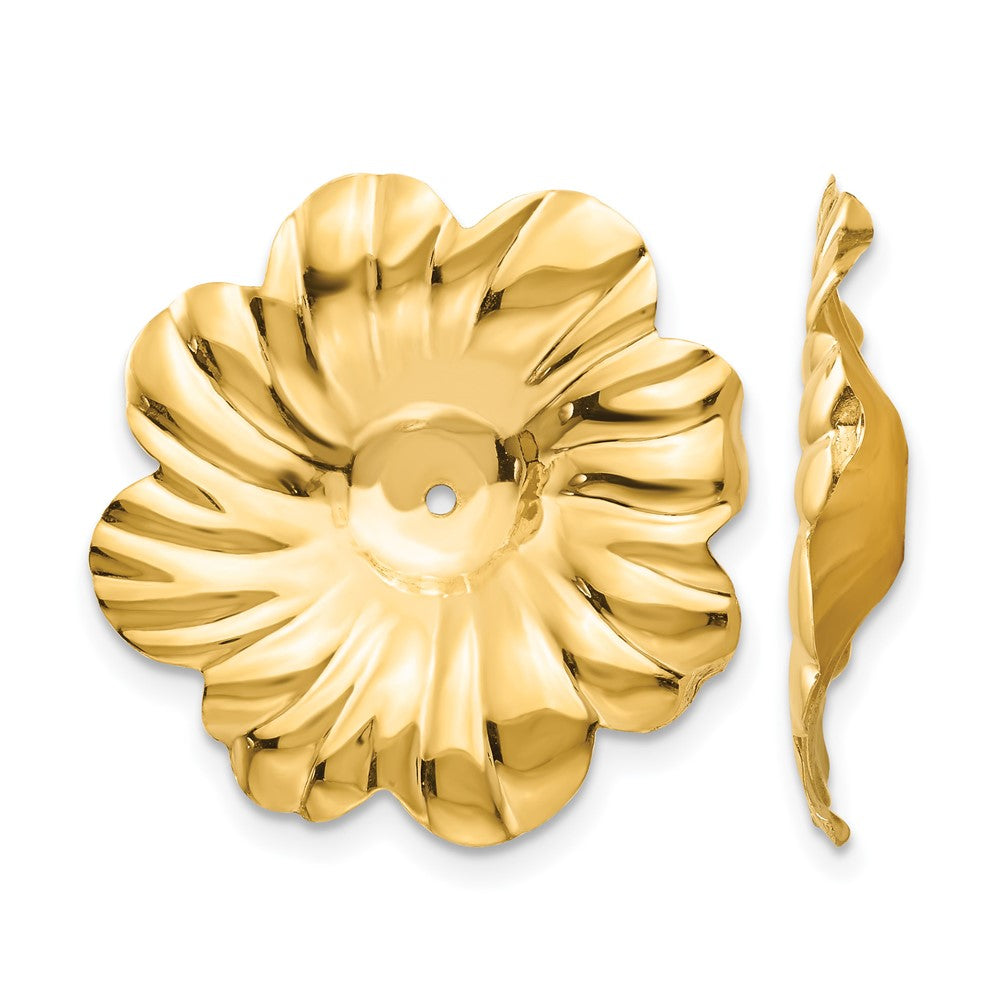 14k Polished Floral Earring Jackets
