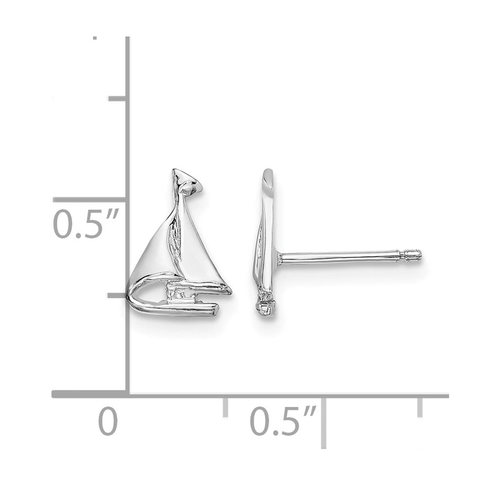 14K White Gold Mini Sailboat Post Earrings