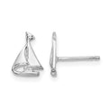 14K White Gold Mini Sailboat Post Earrings