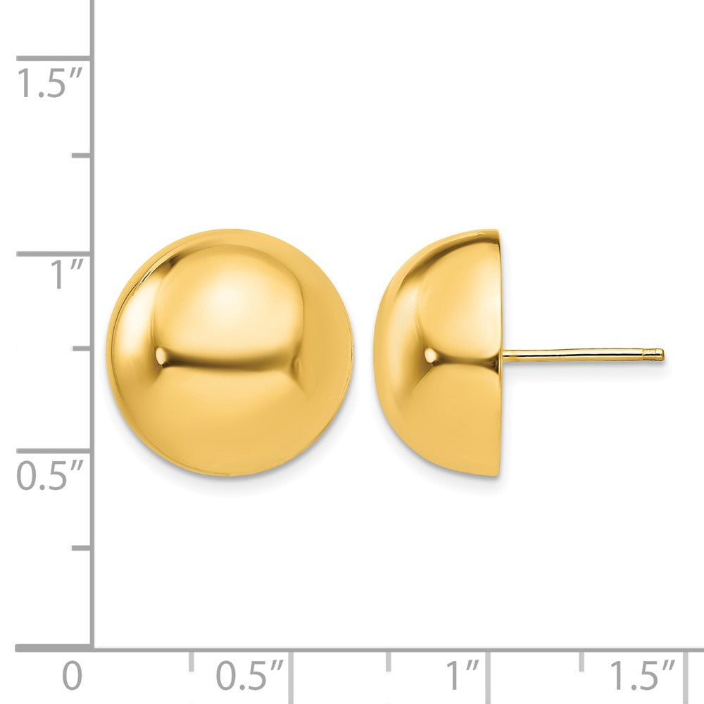14k Polished 16mm Half Ball Post Earrings