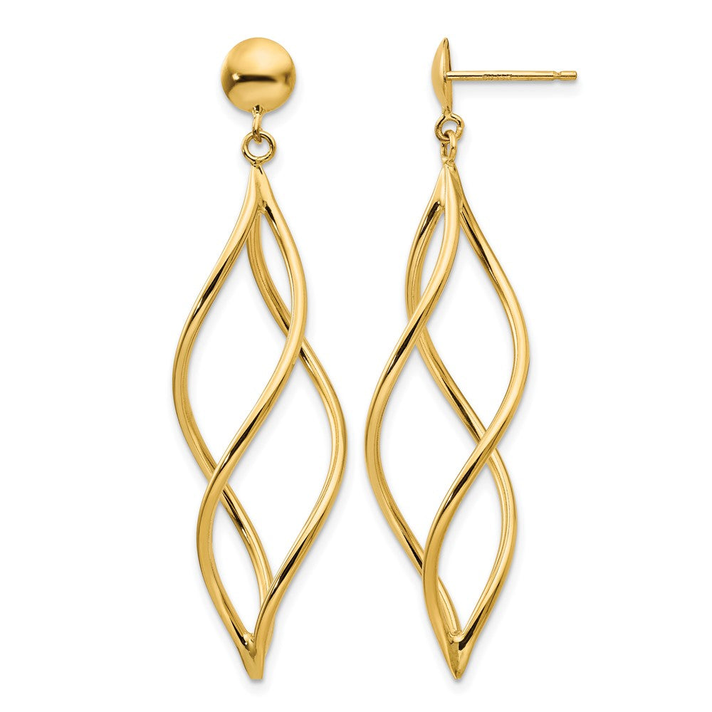 14k Curved Tube Dangle Earrings