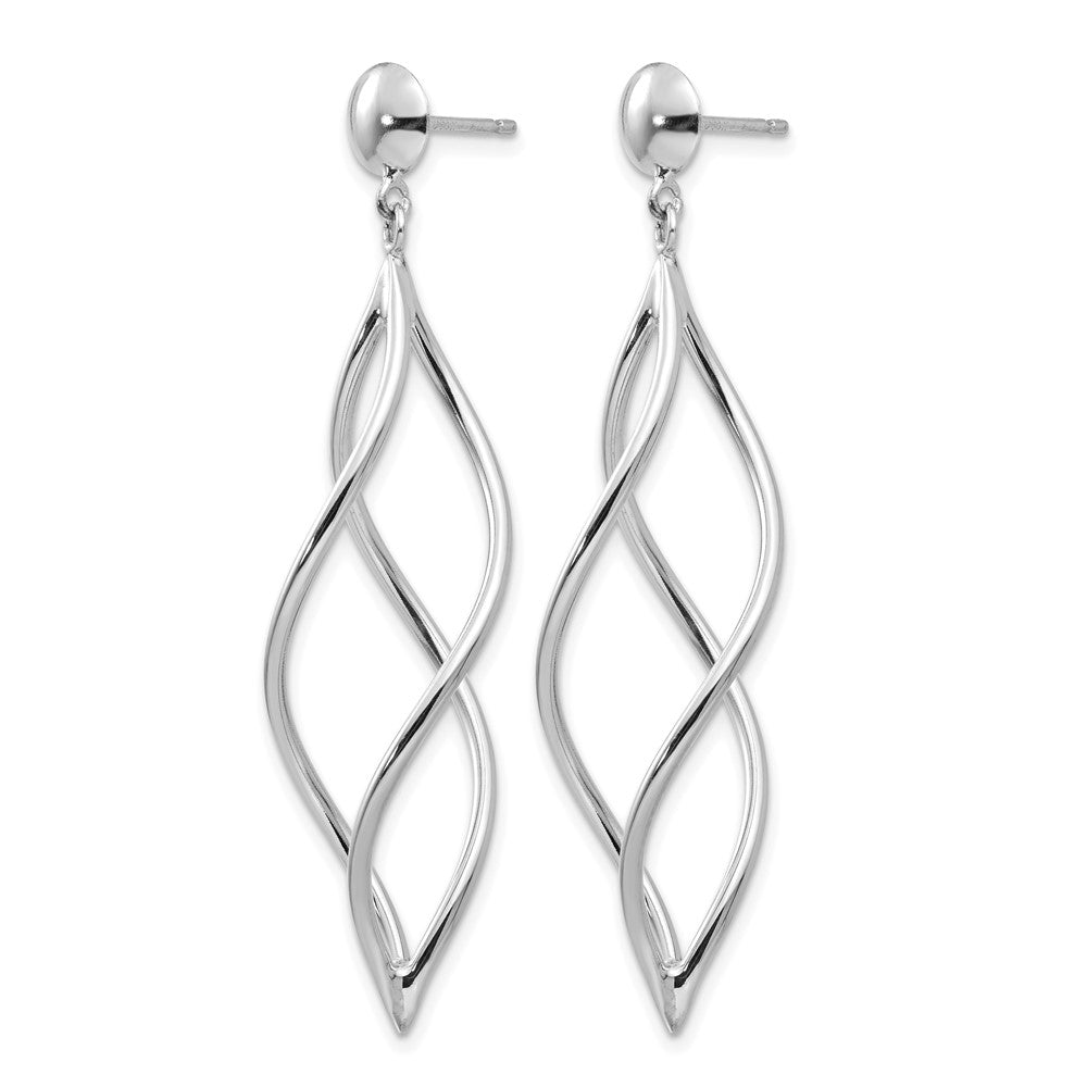 14k White Gold Swirl Dangle Earrings