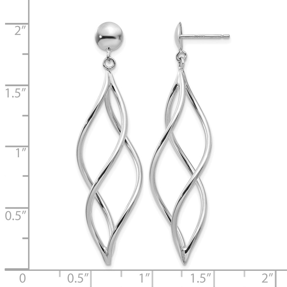 14k White Gold Swirl Dangle Earrings