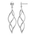 14k White Gold Swirl Dangle Earrings