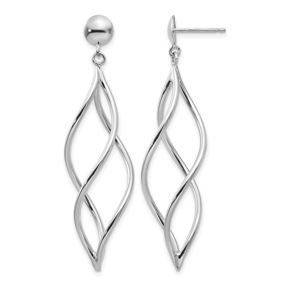 14k White Gold Swirl Dangle Earrings