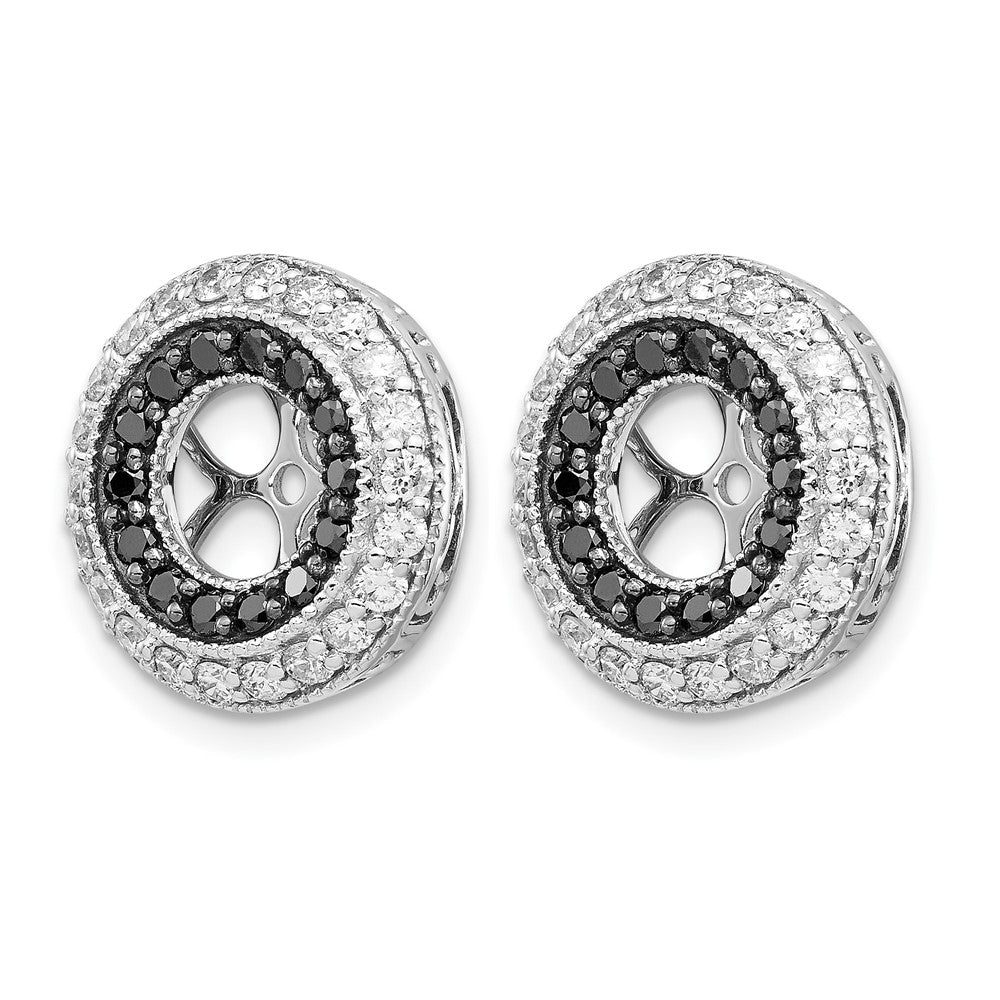 14k White Gold Black and White Diamond Earring Jackets