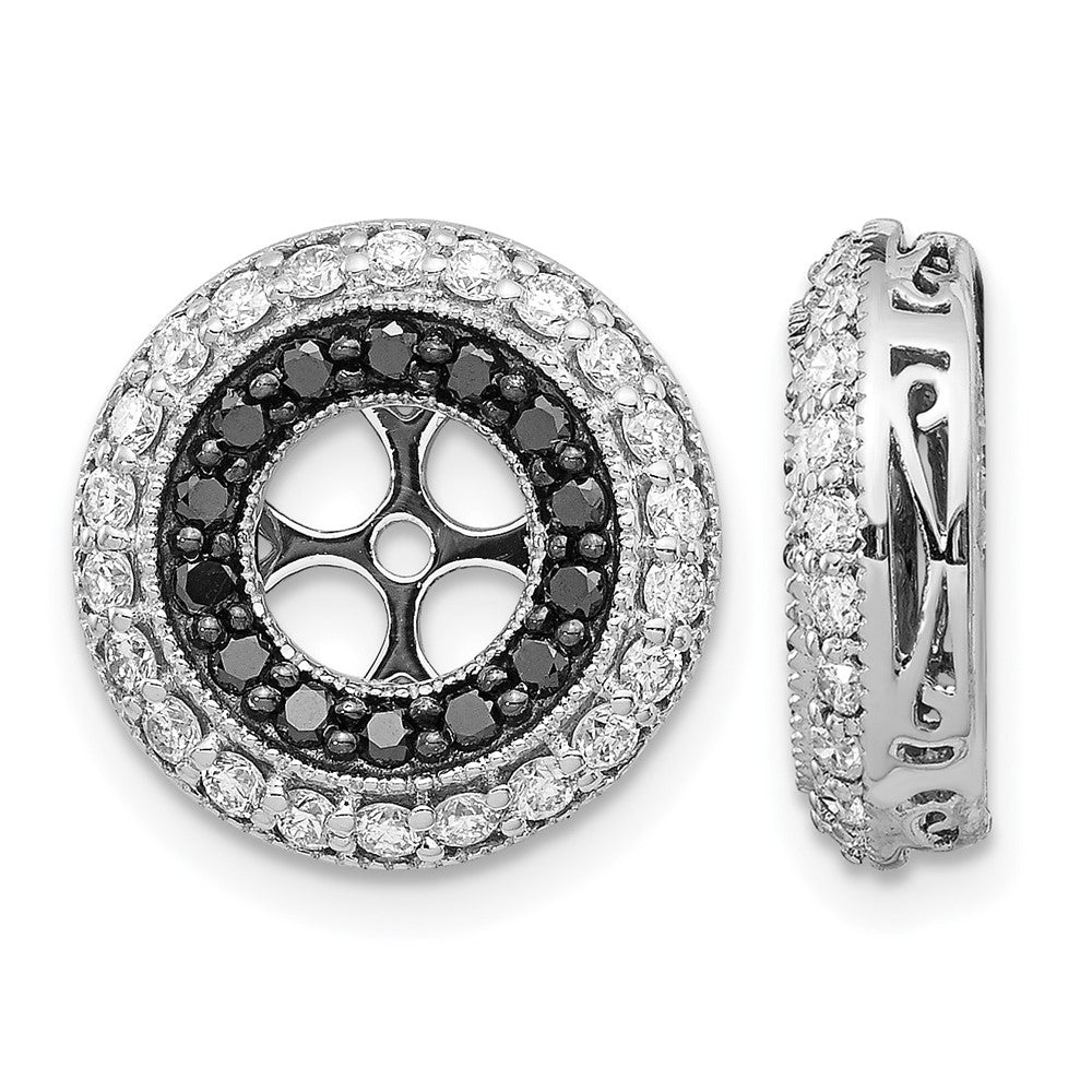 14k White Gold Black and White Diamond Earring Jackets
