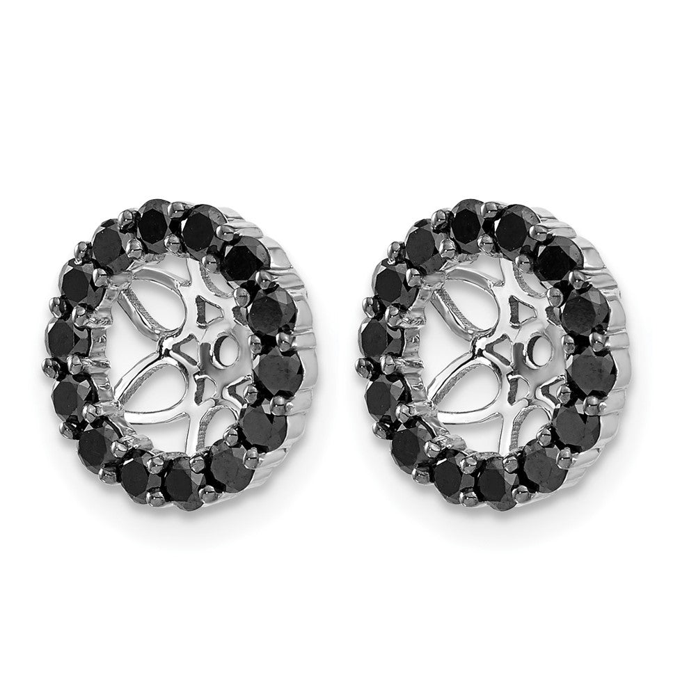 14k White Gold Black Diamond Earring Jackets