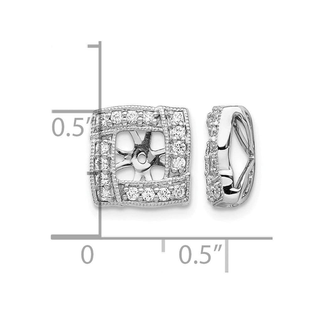 14k White Gold Diamond Square Earring Jackets