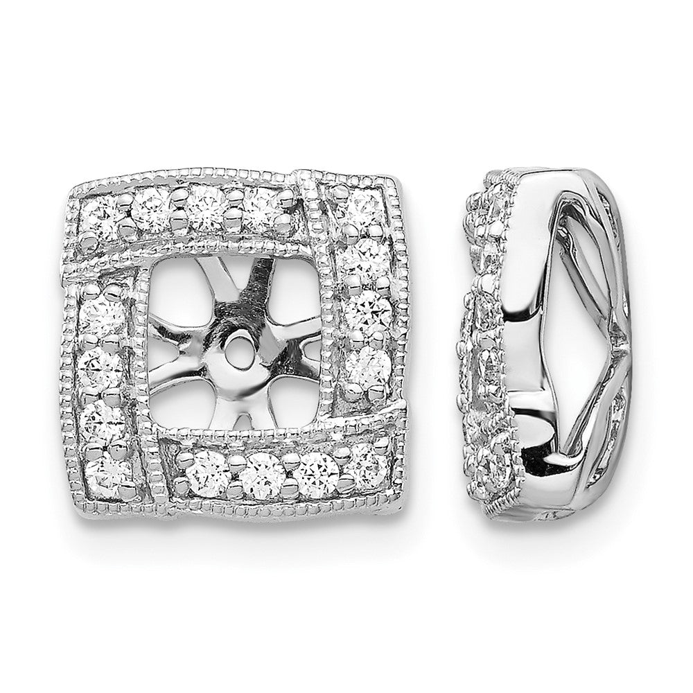 14k White Gold Diamond Square Earring Jackets