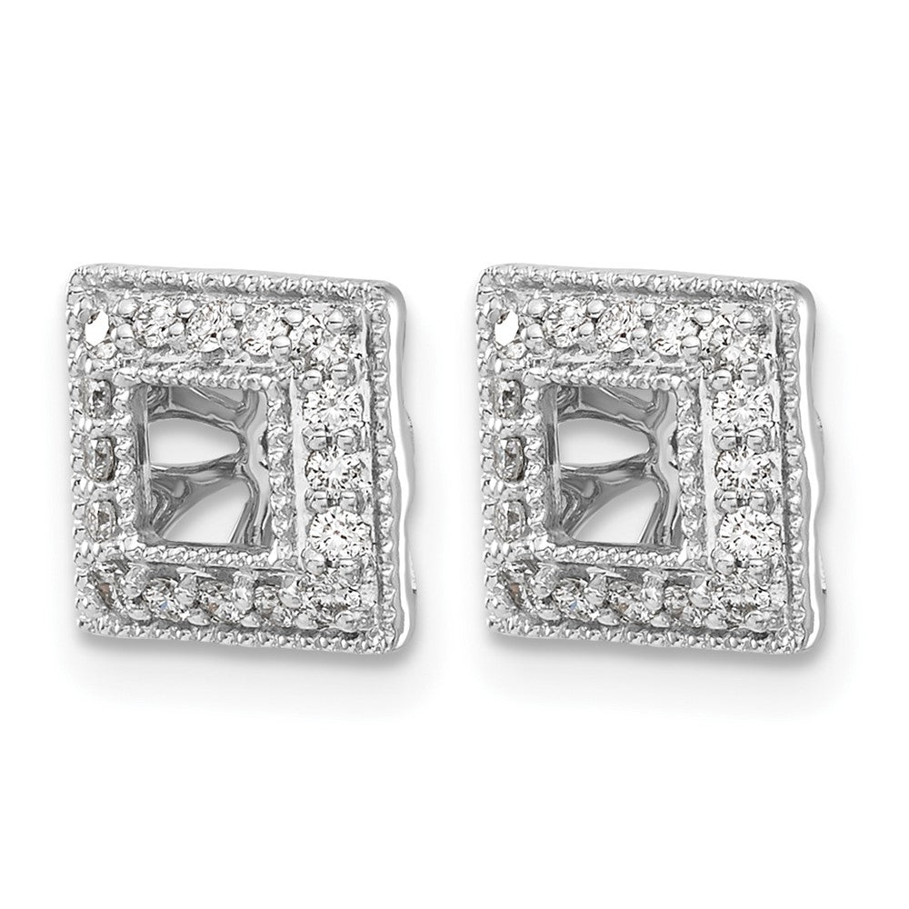 14k White Gold Diamond Square Jacket Earrings
