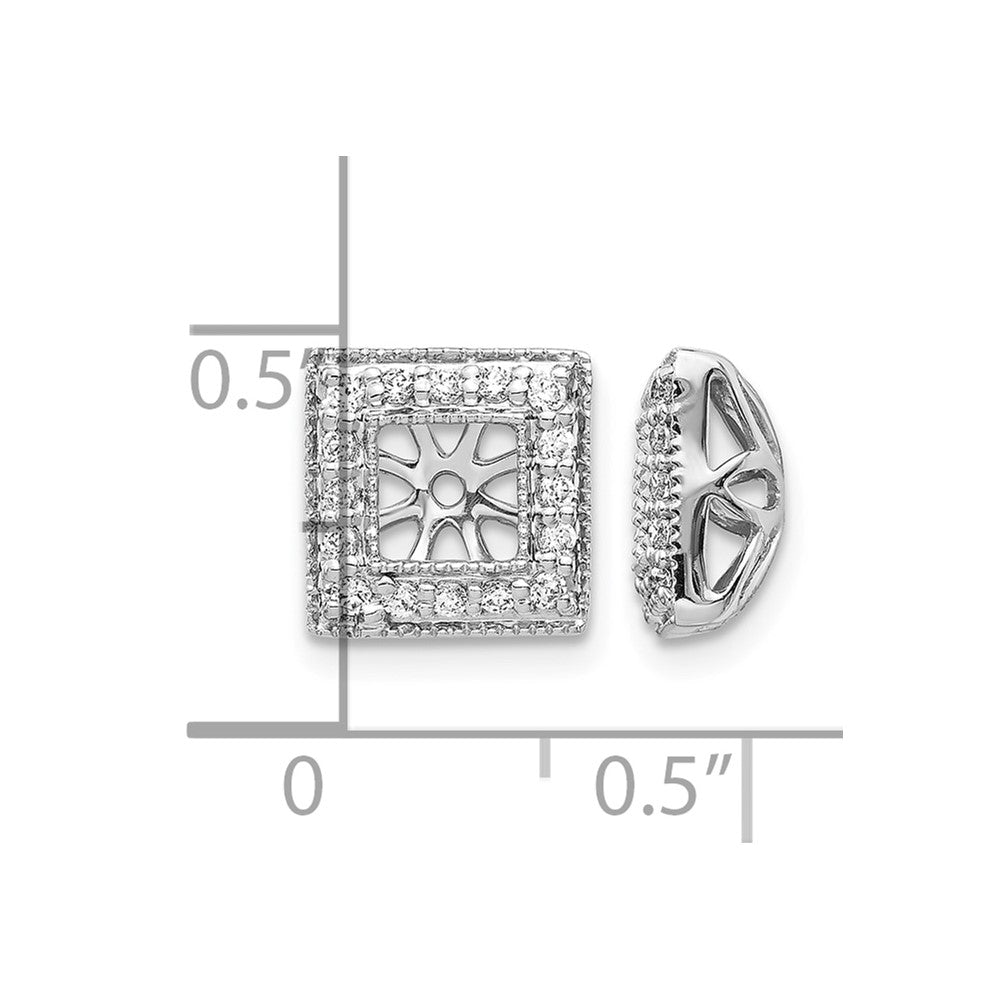 14k White Gold Diamond Square Jacket Earrings