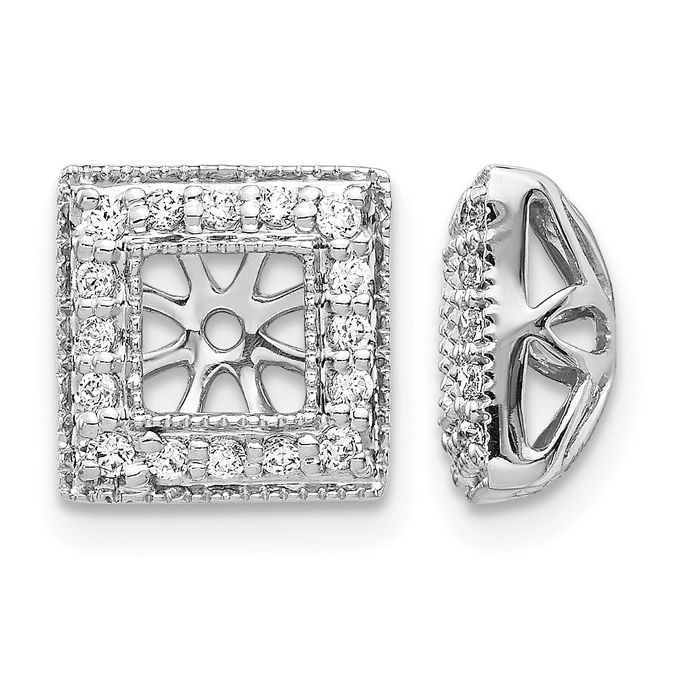 14k White Gold Diamond Square Jacket Earrings