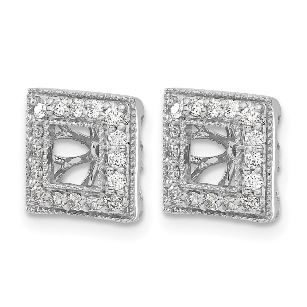 14k White Gold Diamond Square Jacket Earrings