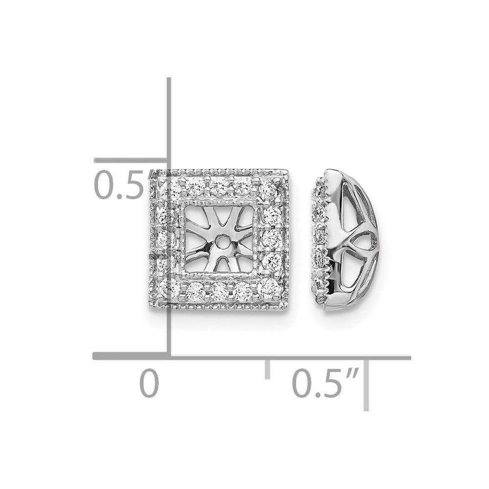 14k White Gold Diamond Square Jacket Earrings