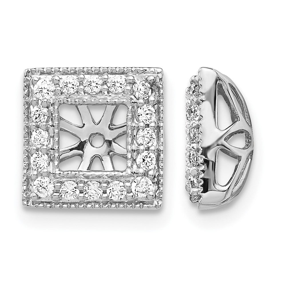 14k White Gold Diamond Square Jacket Earrings