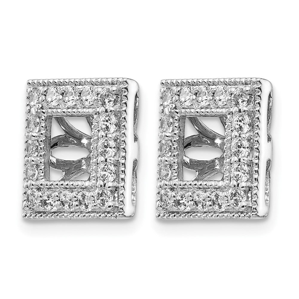 14k White Gold Diamond Square Jacket Earrings