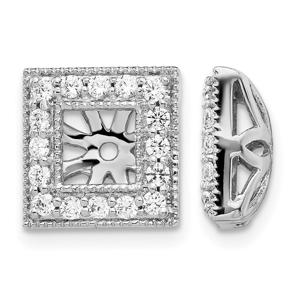 14k White Gold Diamond Square Jacket Earrings
