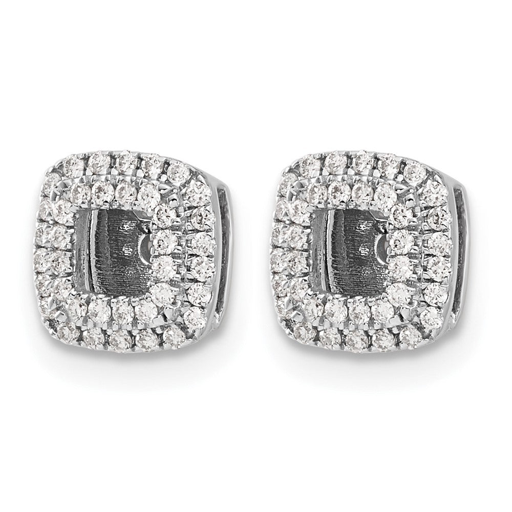 14k White Gold Diamond Square Earring Jackets