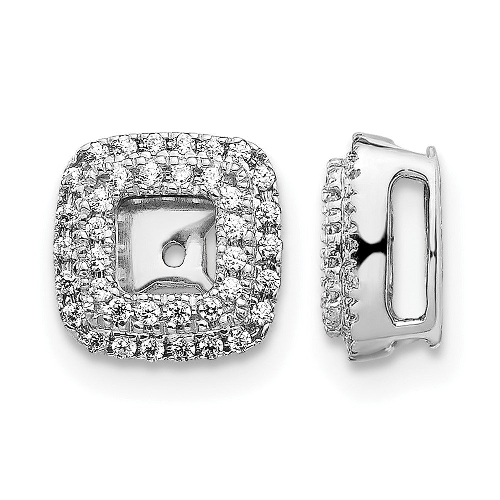 14k White Gold Diamond Square Earring Jackets