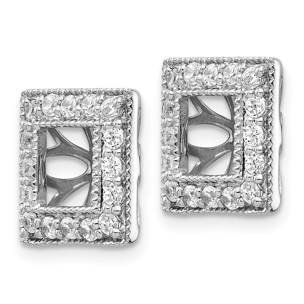 14k White Gold Diamond Square Jacket Earrings