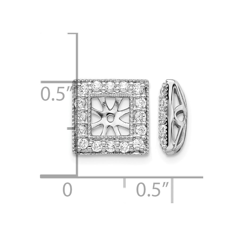 14k White Gold Diamond Square Jacket Earrings