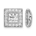 14k White Gold Diamond Square Jacket Earrings