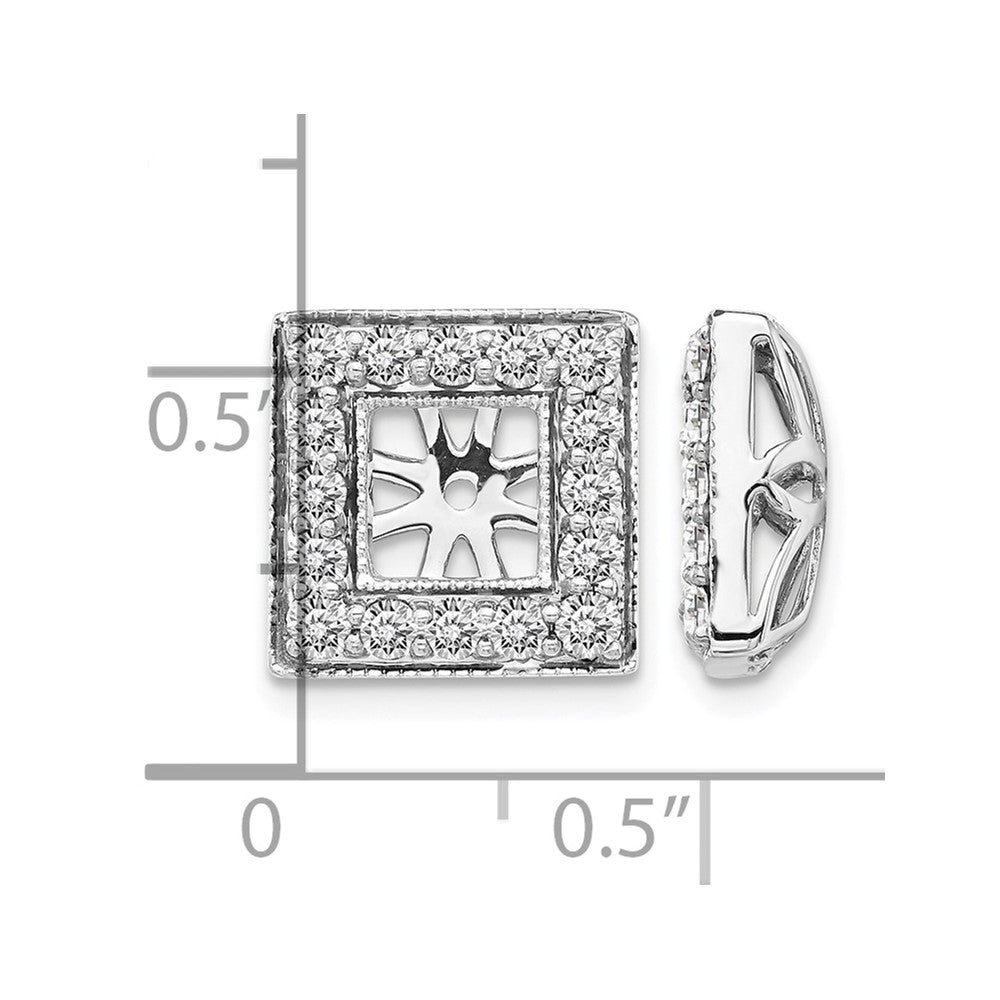 14k White Gold Diamond Square Jacket Earrings