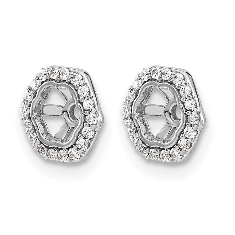 14k White Gold Hexagon Diamond Earring Jackets