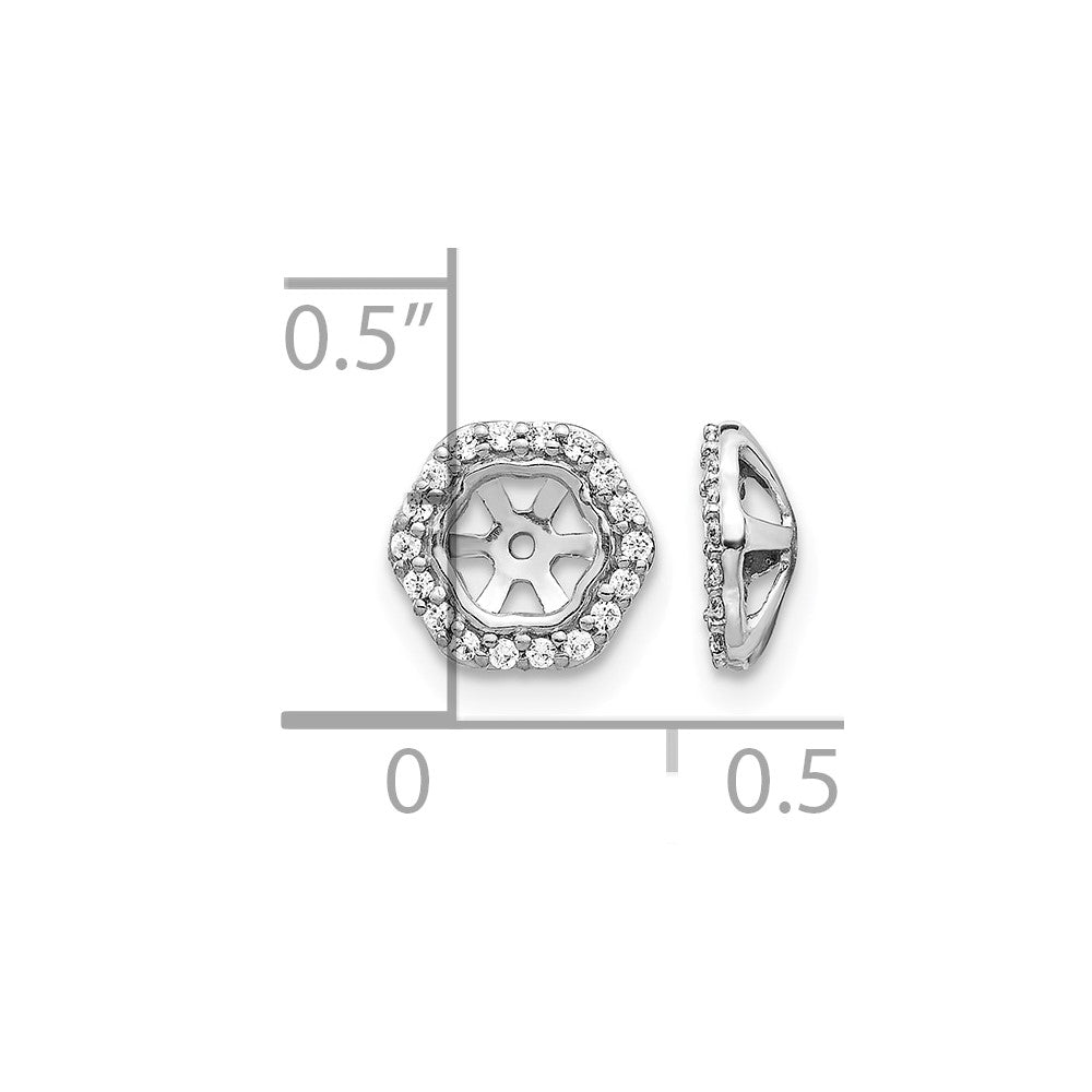 14k White Gold Hexagon Diamond Earring Jackets