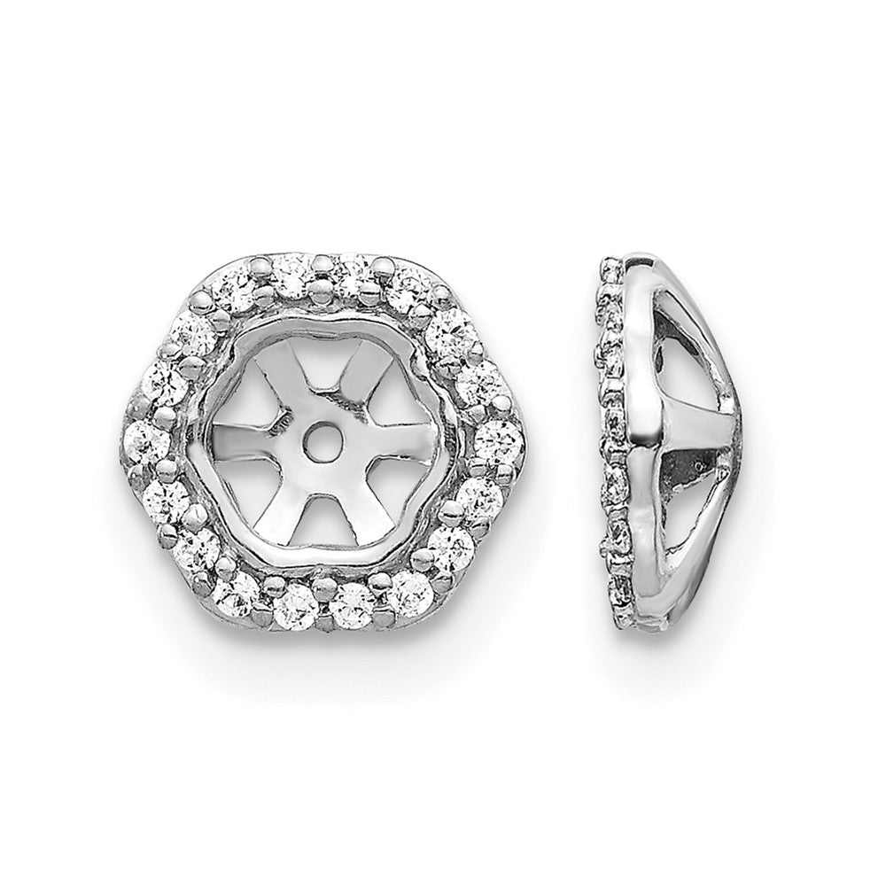 14k White Gold Hexagon Diamond Earring Jackets