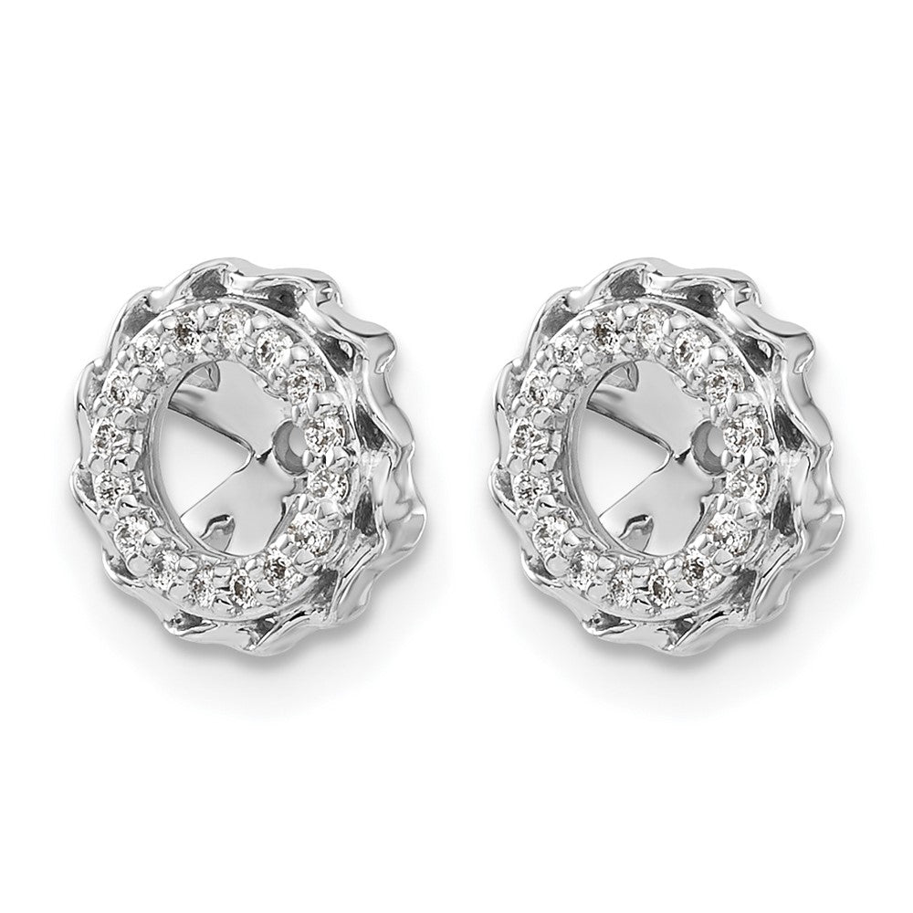 14k White Gold Twisted Edge Diamond Earring Jackets