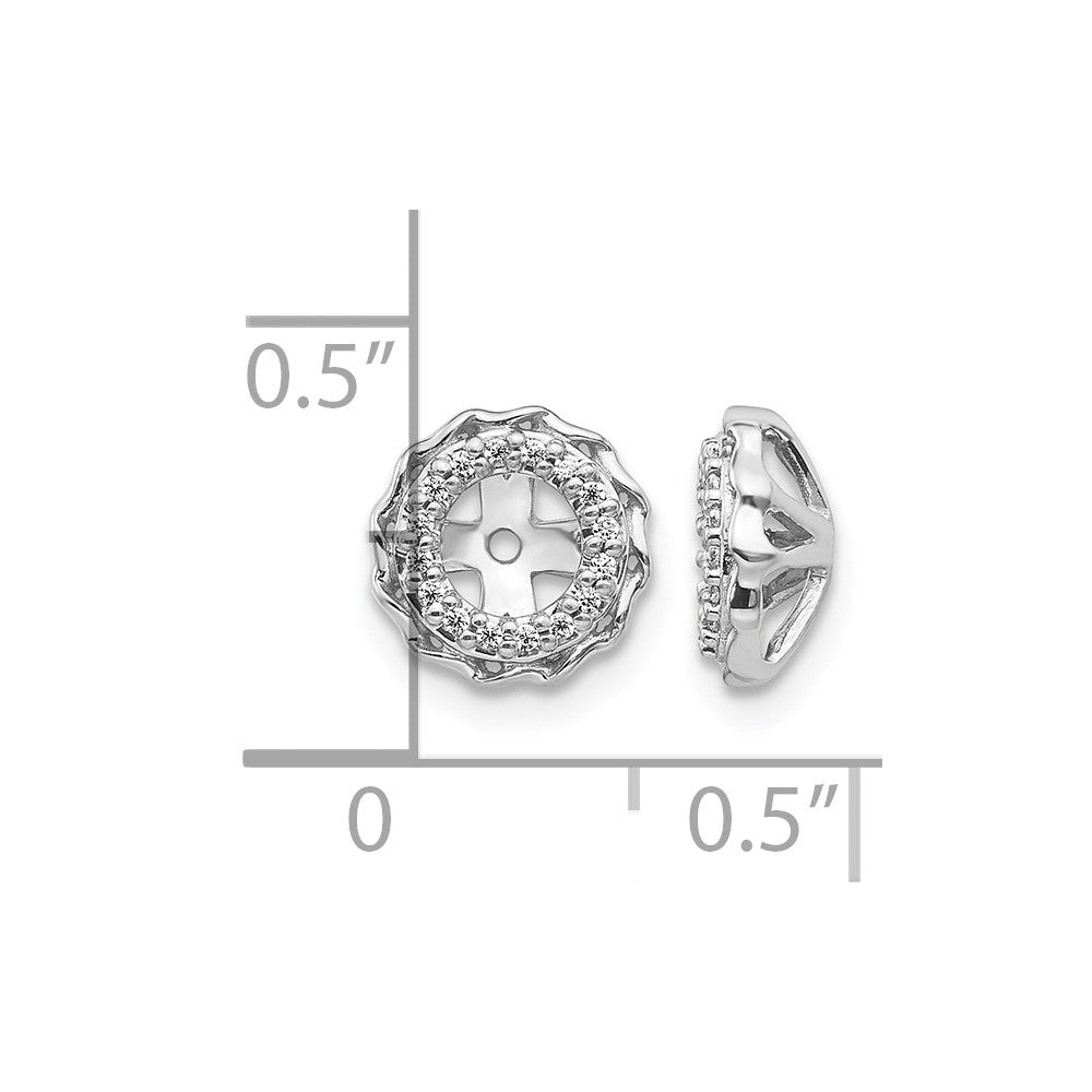 14k White Gold Twisted Edge Diamond Earring Jackets