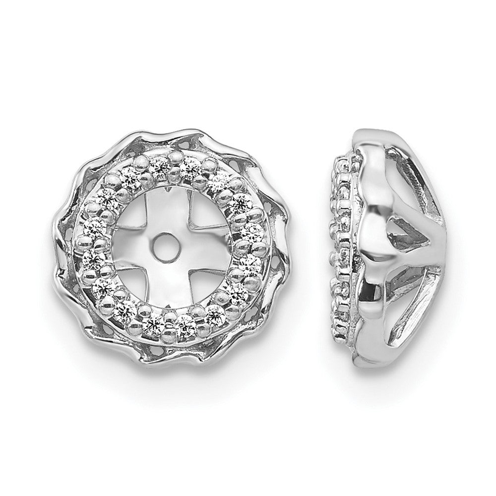 14k White Gold Twisted Edge Diamond Earring Jackets