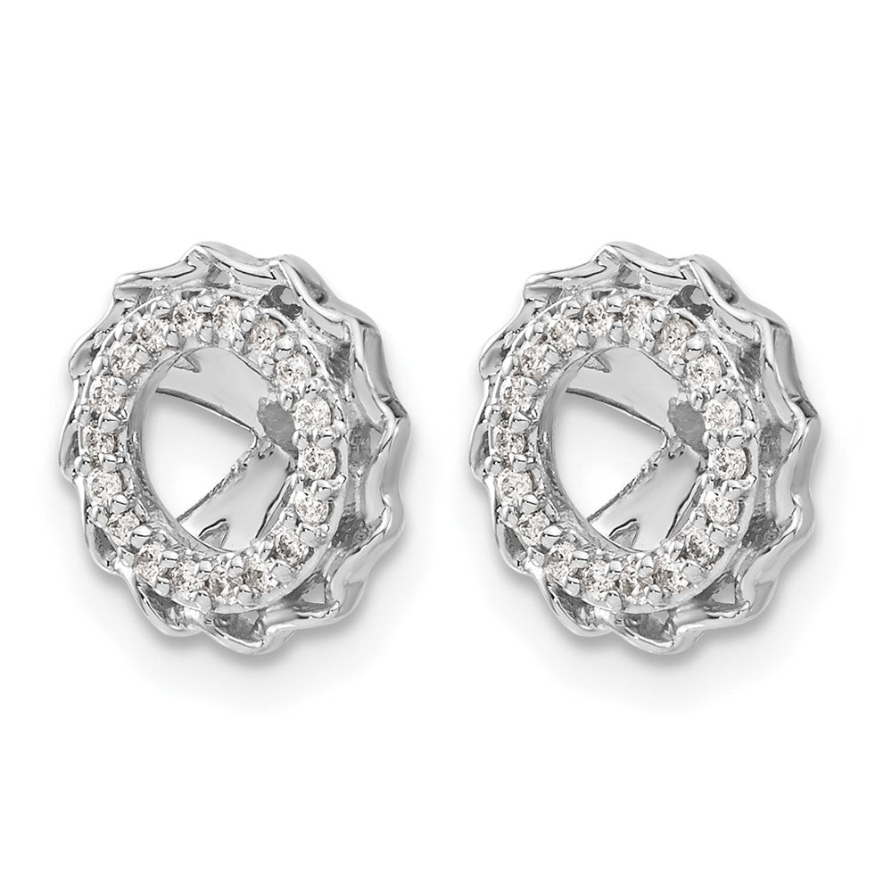 14k White Gold Twisted Edge Diamond Earring Jackets